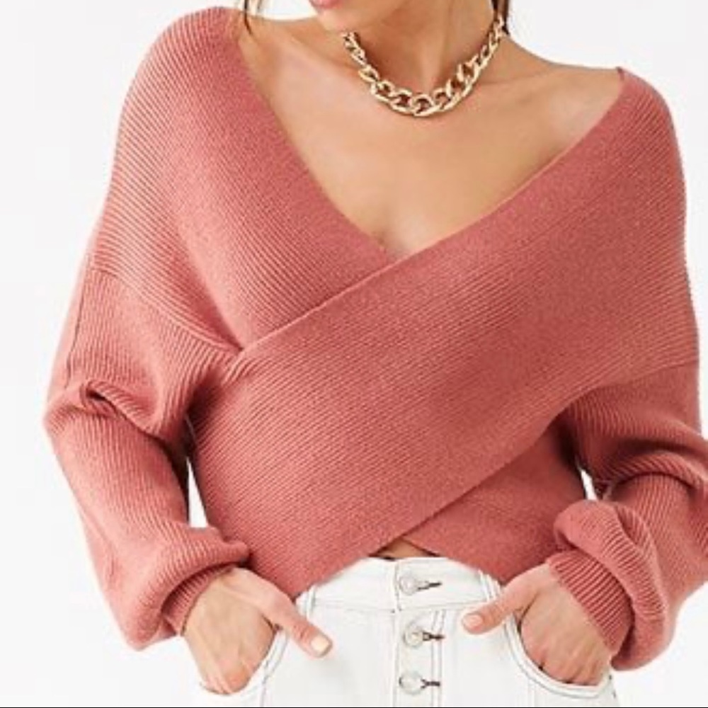 Forever 21 dusty rose colored criss cross top